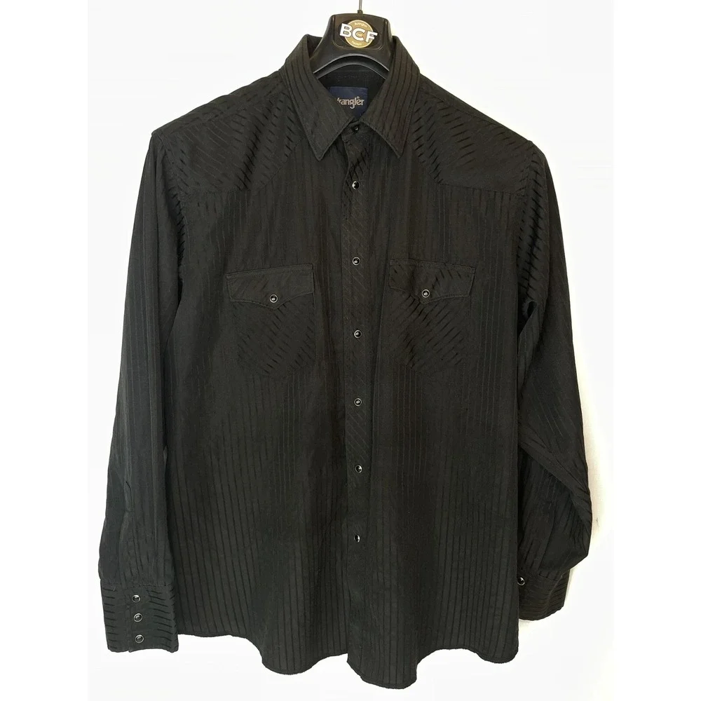 Wrangler mens black pealsnap button up‎ sz xl black